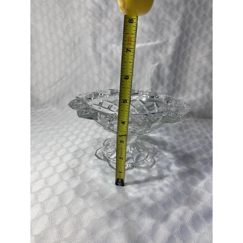 Vintage Lead Crystal  Pedestal Compote/Bowl By Teleflora Made in USA‎ EUC Heavy